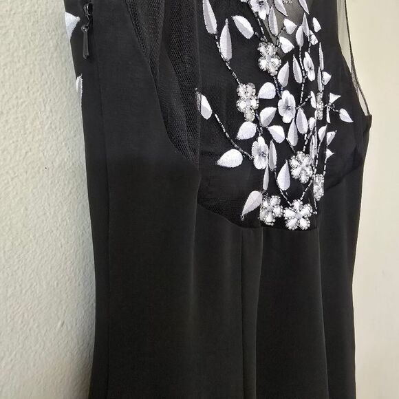 ASPEED Black Embroidered Maxi Dress Embellished Size M Vtg Y2k Prom Glam - Picture 12 of 16